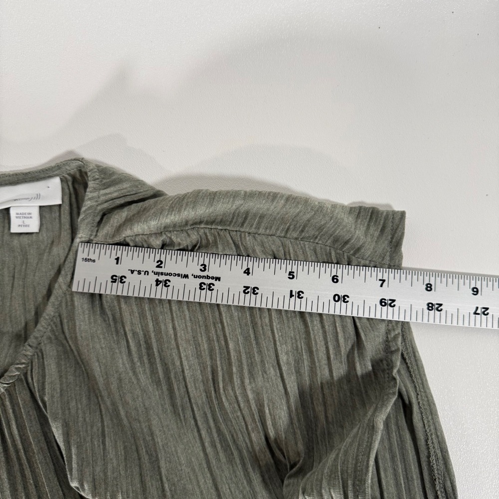 J Jill Pure Jill Pleated Top and Wide Leg Matching Set Sage Green Large Petite - Picture 11 of 12